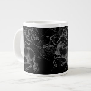 Sagittarius Constellation Hevelius Map on Black Large Coffee Mug