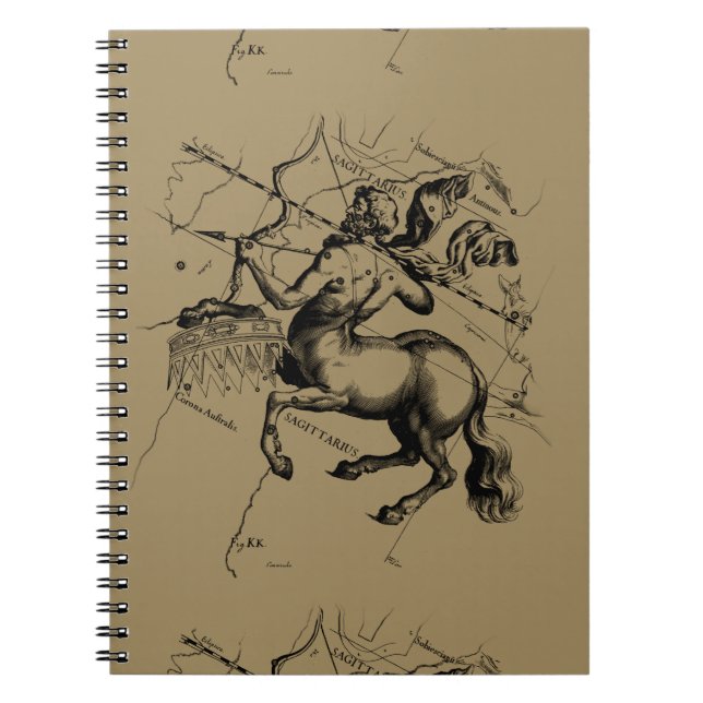 Sagittarius Constellation Map Engraving Hevelius Notebook (Front)