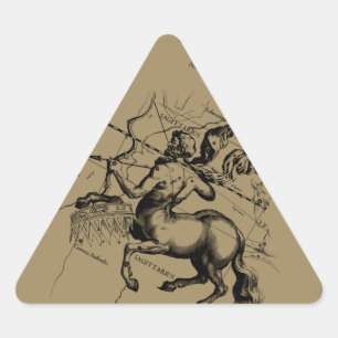 Sagittarius Constellation Map Engraving Hevelius Triangle Sticker