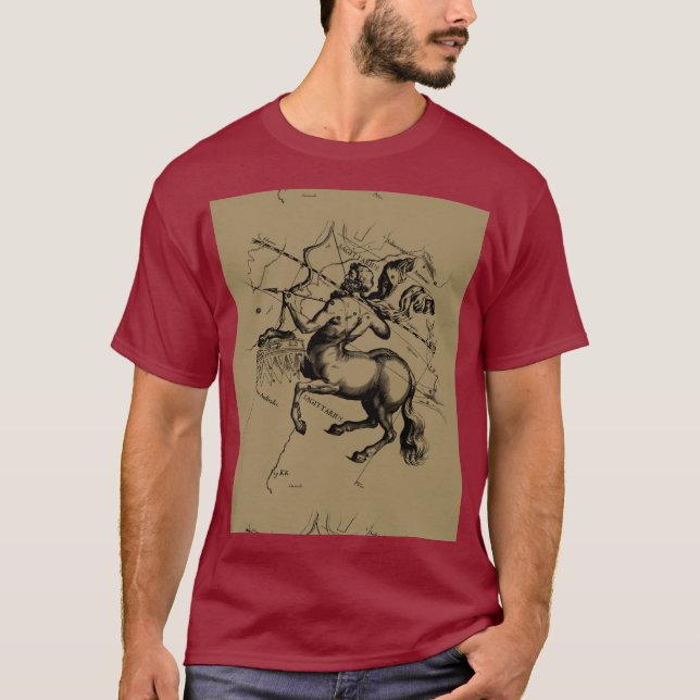 Sagittarius Constellation Map Hevelius 1690 T-Shirt (Front)