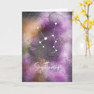 Sagittarius Constellation Zodiac Purple Galaxy Card
