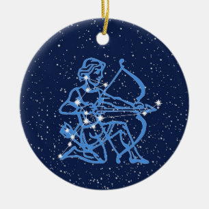 Sagittarius Constellation & Zodiac Sign with Stars Ceramic Tree Decoration