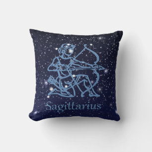 Sagittarius Constellation & Zodiac Sign with Stars Cushion