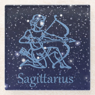 Sagittarius Constellation & Zodiac Sign with Stars Glass Coaster