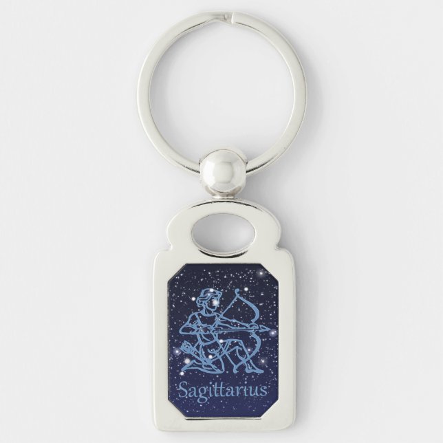 Sagittarius Constellation & Zodiac Sign with Stars Key Ring (Front)