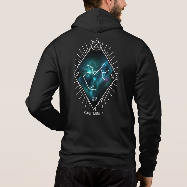 Sagittarius Constellation Zodiac Symbol Zip Hoodie (Back)