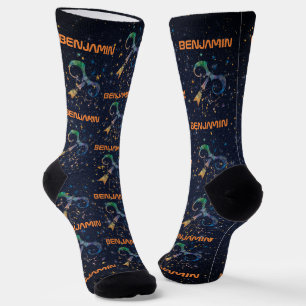 Sagittarius Constellation Zodiac Watercolor Galaxy Socks
