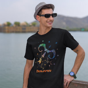 Sagittarius Constellation Zodiac Watercolor Galaxy T-Shirt