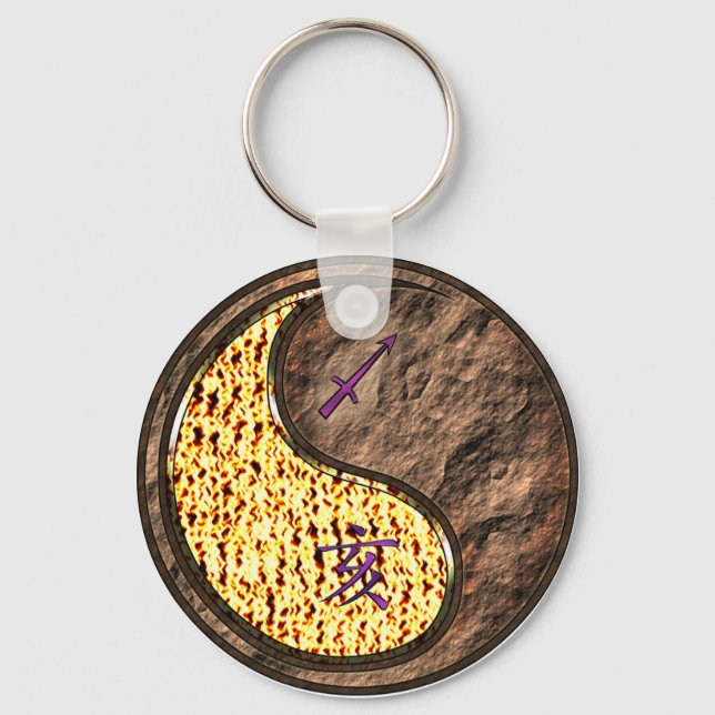 Sagittarius & Earth Boar Key Ring (Front)