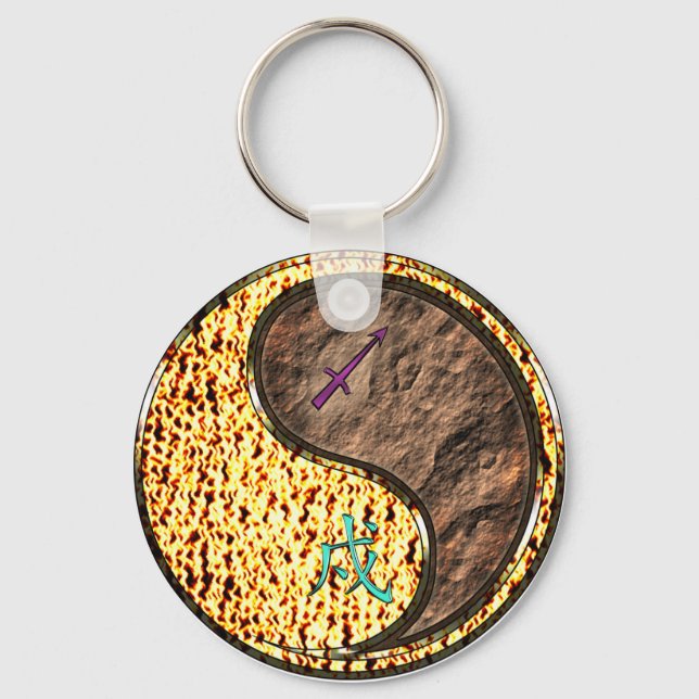 Sagittarius & Earth Dog Key Ring (Front)