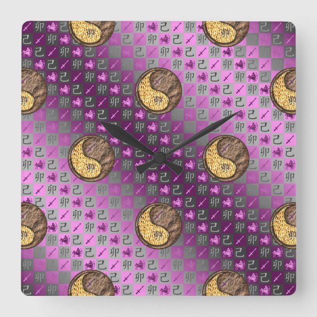 Sagittarius & Earth Rabbit Square Wall Clock (Front)