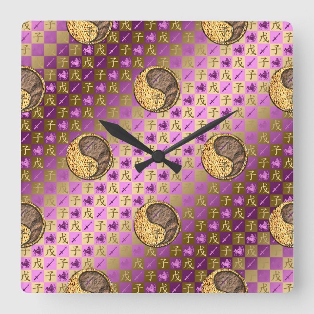 Sagittarius & Earth Rat Square Wall Clock (Front)