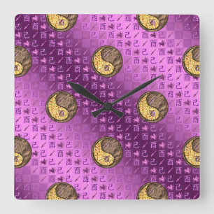 Sagittarius & Earth Rooster Square Wall Clock