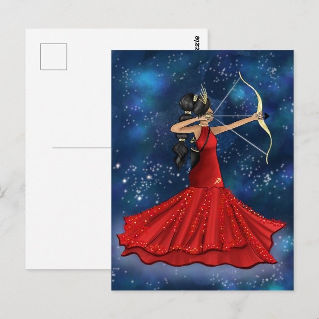 Sagittarius Female Goddess Fashion Illustration  Postcard (Front/Back)