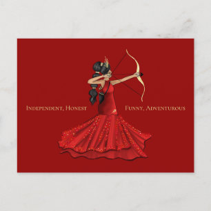 Sagittarius Female Goddess - Red  Postcard