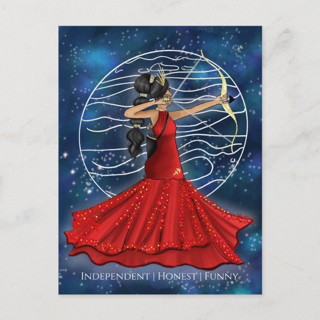 Sagittarius Female Goddess With Jupiter Planet Postcard (Front)