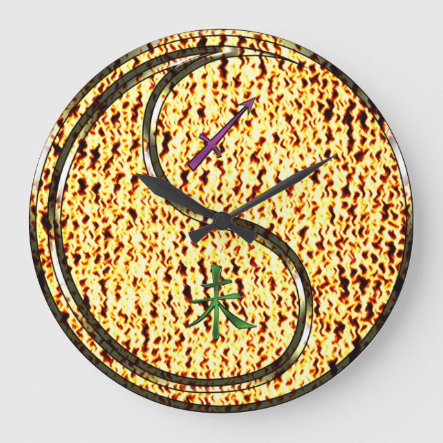 Sagittarius & Fire Goat Large Clock (Front)