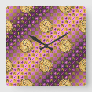 Sagittarius & Fire Horse Square Wall Clock