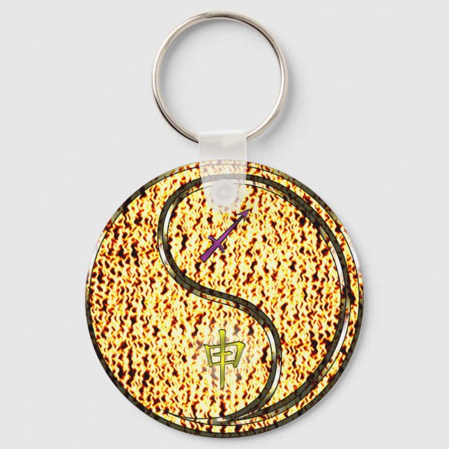 Sagittarius & Fire Monkey Key Ring (Front)
