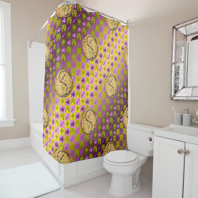 Sagittarius & Fire Monkey Shower Curtain (In Situ)