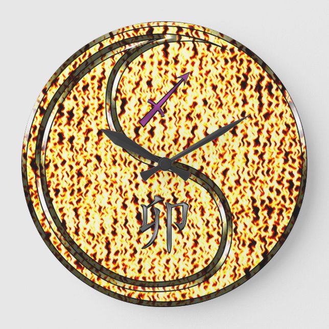 Sagittarius & Fire Rabbit Large Clock (Front)