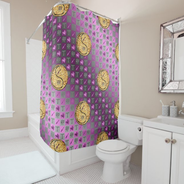 Sagittarius & Fire Rabbit Shower Curtain (In Situ)