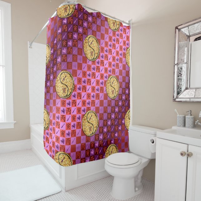 Sagittarius & Fire Tiger Shower Curtain (In Situ)