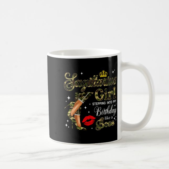 Sagittarius Girl Camouflage Black Woman Camo Heels Coffee Mug (Right)