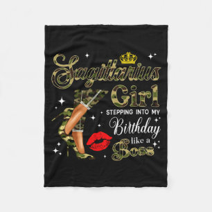 Sagittarius Girl Camouflage Black Woman Camo Heels Fleece Blanket