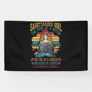 Sagittarius Girl Yoga Black Women Birthday Gifts Banner