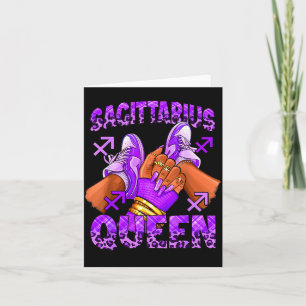Sagittarius girl zodiac birthday afro queen card