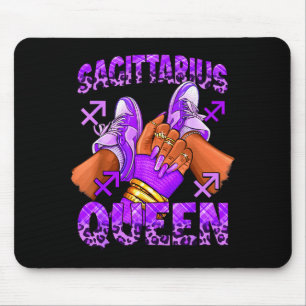 Sagittarius girl zodiac birthday afro queen mouse mat