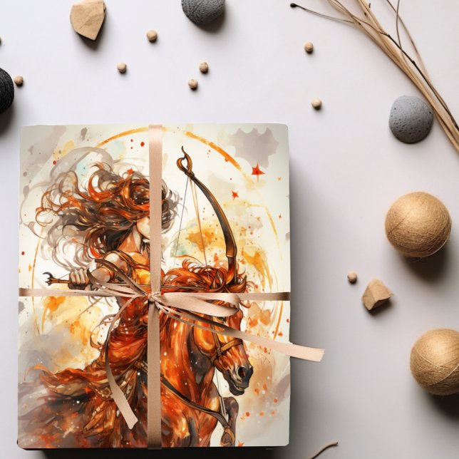 sagittarius girl zodiac birthday  wrapping paper sheet (Creator Uploaded)