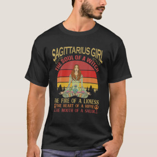 Sagittarius Girl Zodiac Funny Astrology Retro Vint T-Shirt