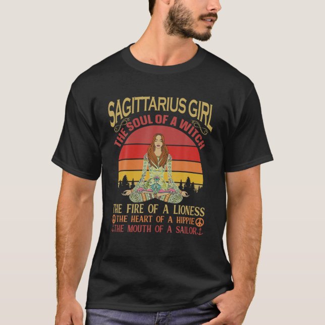 Sagittarius Girl Zodiac Funny Astrology Retro Vint T-Shirt (Front)