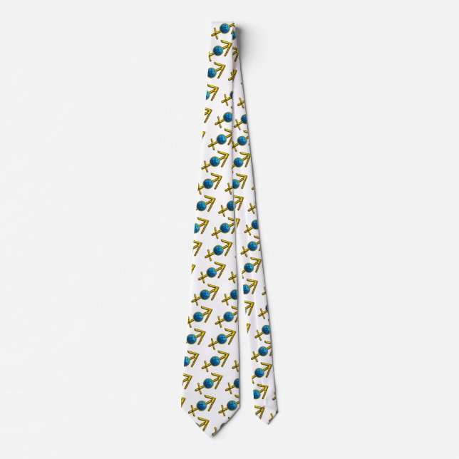 SAGITTARIUS GOD BLUE ZODIAC BIRTHDAY JEWEL TIE (Front)