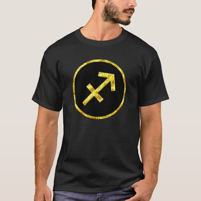 Sagittarius Gold Black Circle Symbol Shirt (Front)