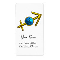 SAGITTARIUS,GOLD BLUE ZODIAC BIRTHDAY SIGN White