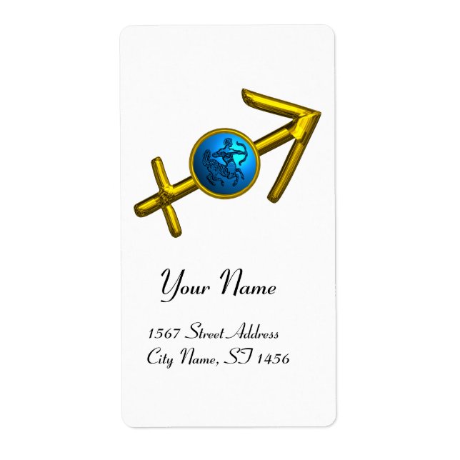 SAGITTARIUS,GOLD BLUE ZODIAC BIRTHDAY SIGN White (Front)