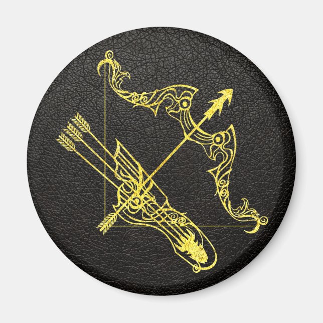 Sagittarius Gold on Leather Magnet (Front)