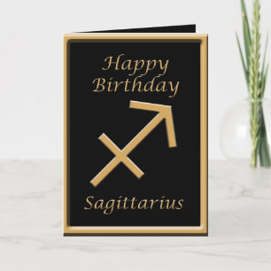 Sagittarius Gold Symbol Black Birthday Greeting Card