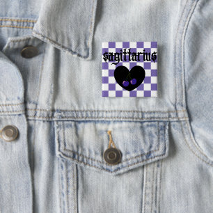 Sagittarius Gothic Aesthetic Checkered Cherries  15 Cm Square Badge