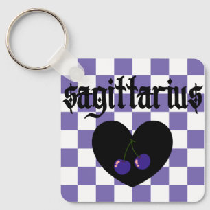 Sagittarius Gothic Aesthetic Chequered Cherry Art Key Ring