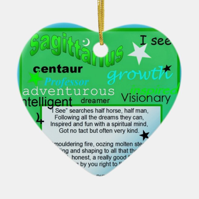 SAGITTARIUS GREETING CERAMIC TREE DECORATION (Front)