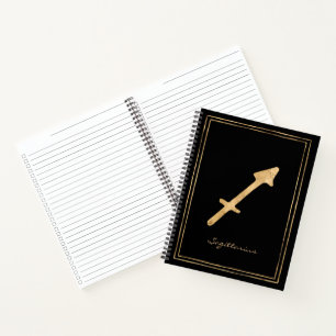 Sagittarius hammered gold stylised astrology noteb notebook