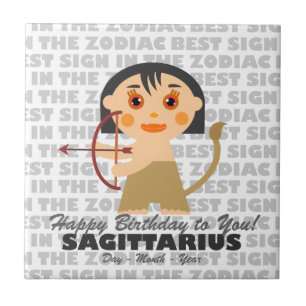 Sagittarius Happy Birthday Tile