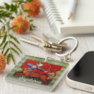 Sagittarius Horoscope Zodiac Mediaeval Art Acrylic Key Ring