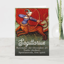 Sagittarius Horoscope Zodiac Mediaeval Art Birthda Card