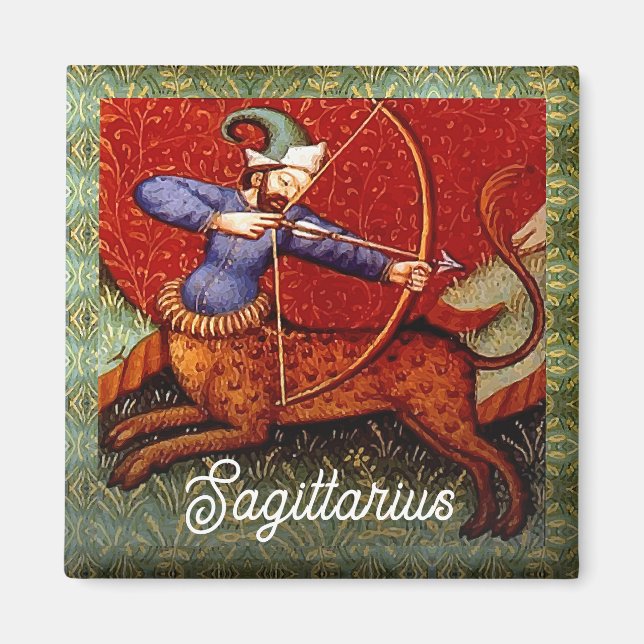 Sagittarius Horoscope Zodiac Mediaeval Art Kitchen Magnet (Front)