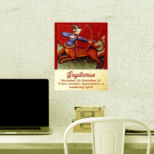 Sagittarius Horoscope Zodiac Mediaeval Artwork 5x7 Foil Prints